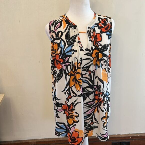 Pleione bold multicolored floral sleeveless blouse Size M EUC - Picture 2 of 10